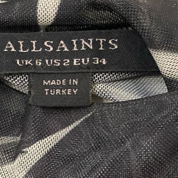 ALLSAINTS Rutland Elia Black Floral Mesh Long Sleeve Mock Neck Bodysuit SZ 2 - Picture 5 of 12